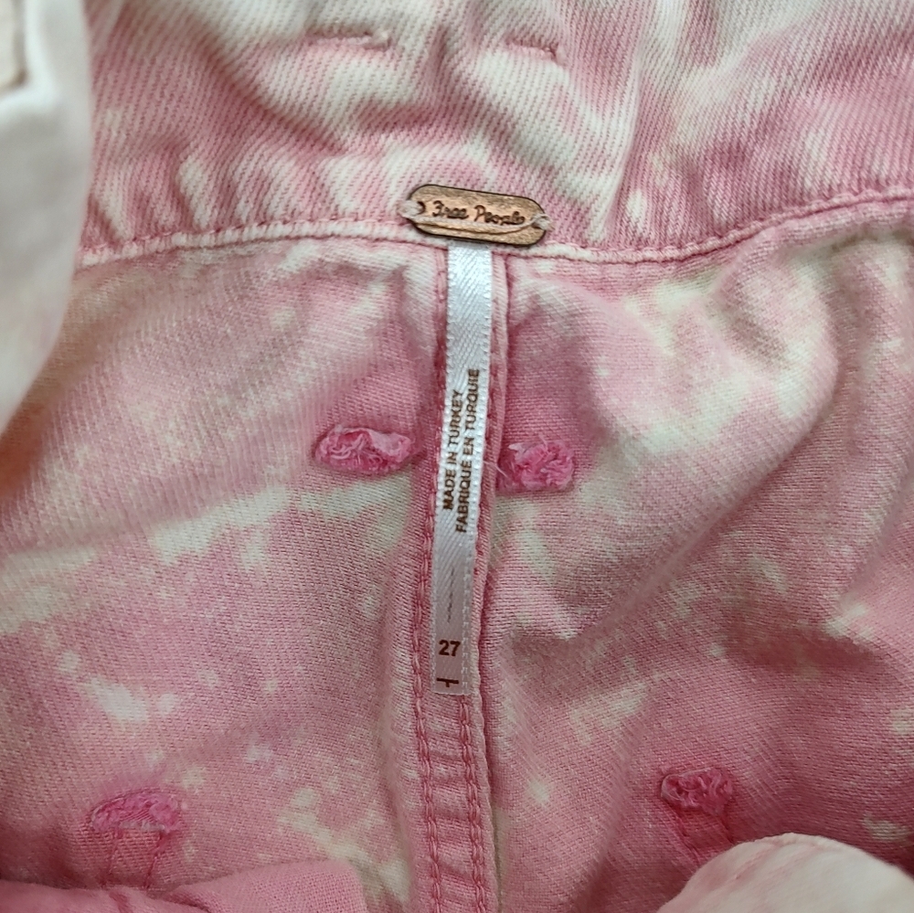 Free People Women's Olivia Pink Acid Wash Distressed Paper bag Shorts Size 27 - Picture 9 of 11